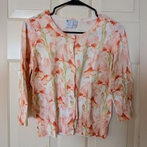 J Jill flowered cardigan sweater size xs